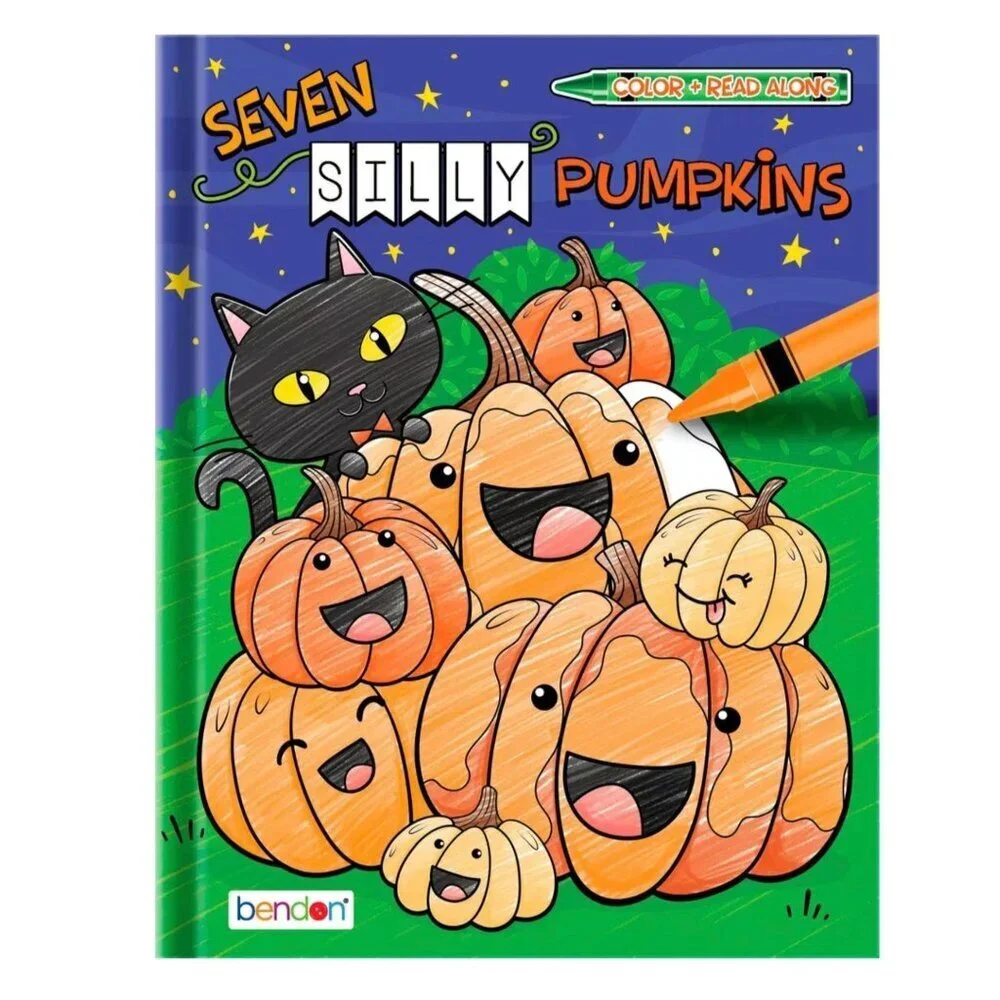 Bendon Seven Silly Pumpkins Color and Read Along Book Hardcover Storybook